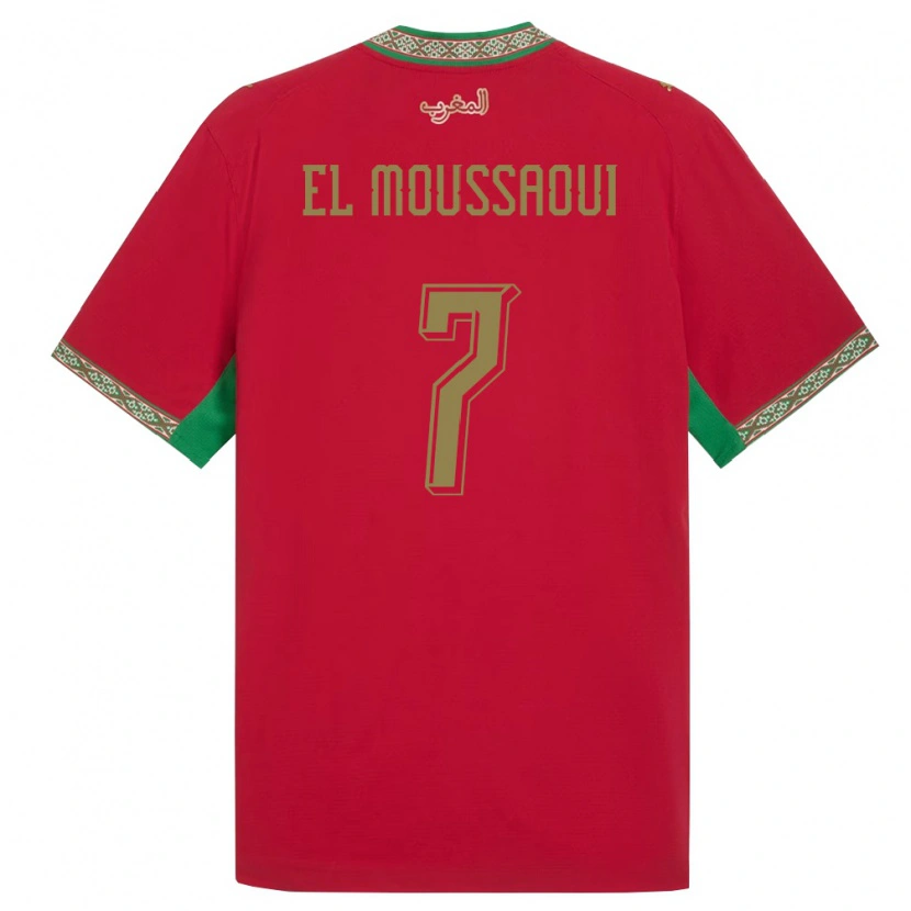 Danxen Kvinnor Marocko Hamza El Moussaoui #7 Röd Grön Vit Hemmatröja Matchtröjor 26-28 Tröjor T-Tröja