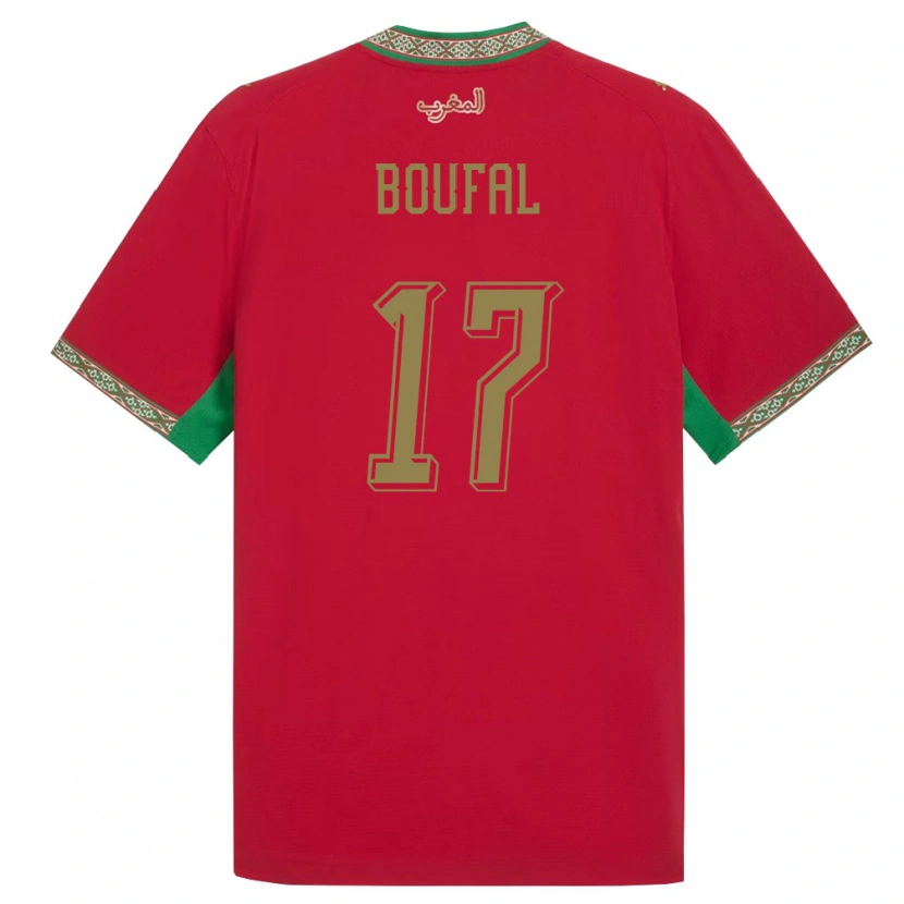 Danxen Kvinnor Marocko Sofiane Boufal #17 Röd Grön Vit Hemmatröja Matchtröjor 26-28 Tröjor T-Tröja