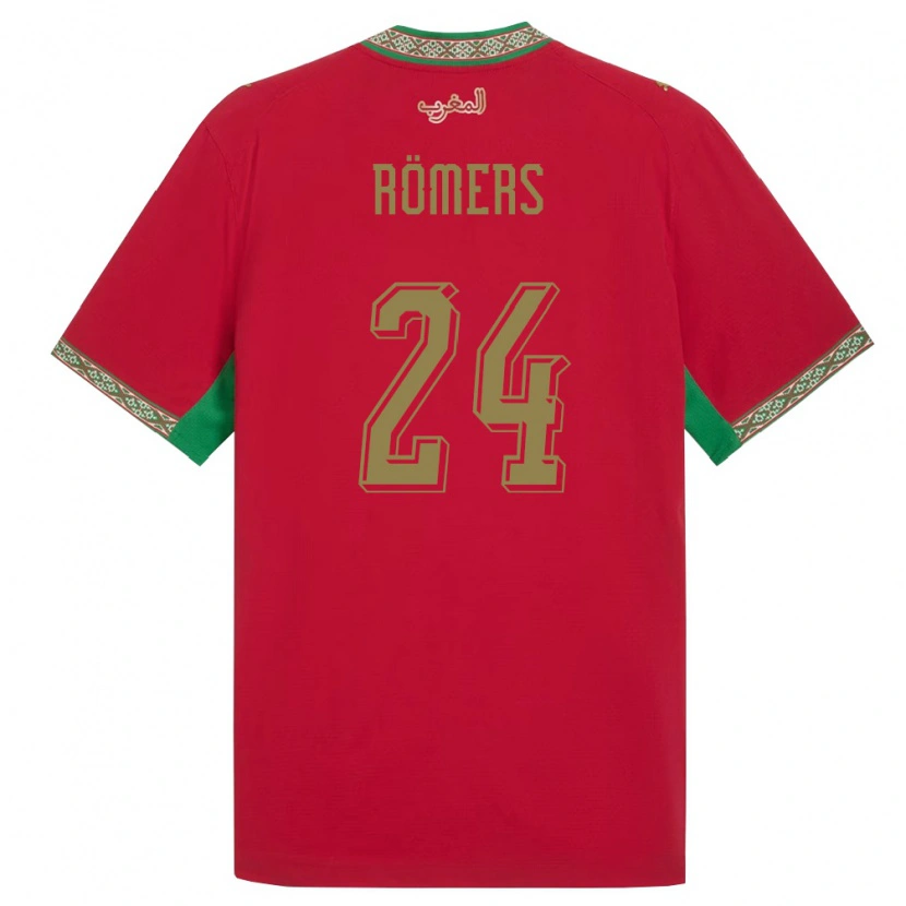 Danxen Kvinnor Marocko Arian Römers #24 Röd Grön Vit Hemmatröja Matchtröjor 26-28 Tröjor T-Tröja