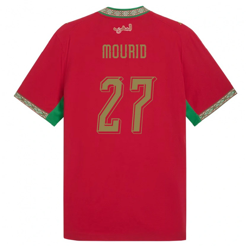 Danxen Kvinnor Marocko Aymane Mourid #27 Röd Grön Vit Hemmatröja Matchtröjor 26-28 Tröjor T-Tröja