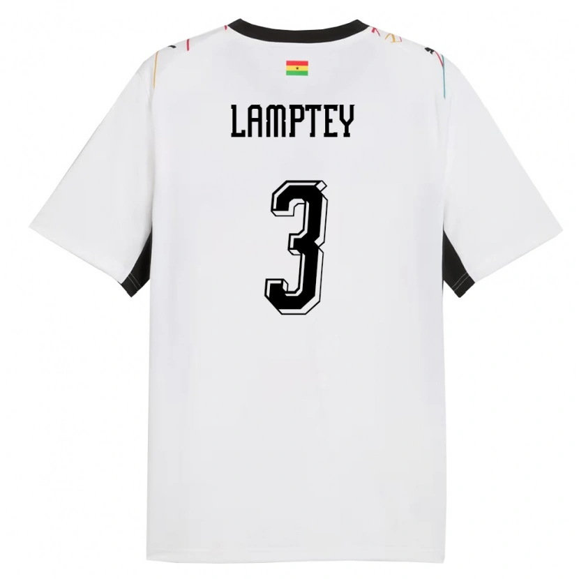 Danxen Kvinnor Ghana Tariq Lamptey #3 Vit Svart Gul Hemmatröja Matchtröjor 26-28 Tröjor T-Tröja