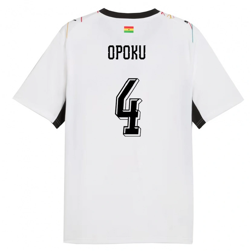 Danxen Kvinnor Ghana Nicholas Opoku #4 Vit Svart Gul Hemmatröja Matchtröjor 26-28 Tröjor T-Tröja