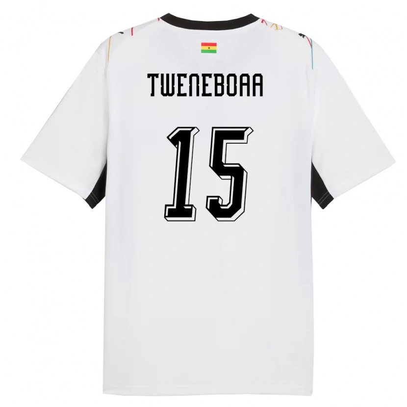 Danxen Kvinnor Ghana Justice Tweneboaa #15 Vit Svart Gul Hemmatröja Matchtröjor 26-28 Tröjor T-Tröja