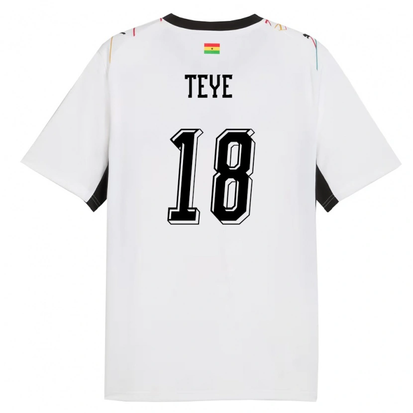 Danxen Kvinnor Ghana Suzzy Teye #18 Vit Svart Gul Hemmatröja Matchtröjor 26-28 Tröjor T-Tröja