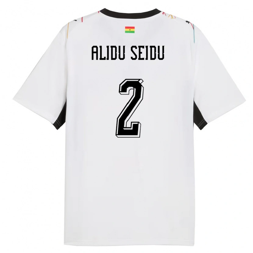 Danxen Kvinnor Ghana Alidu Seidu #2 Vit Svart Gul Hemmatröja Matchtröjor 26-28 Tröjor T-Tröja