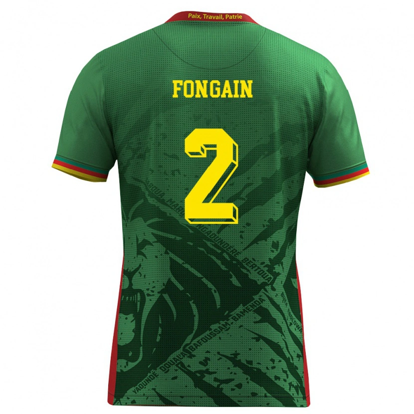 Danxen Kvinnor Kamerun Meyepya Fongain #2 Grön Gul Röd Hemmatröja Matchtröjor 26-28 Tröjor T-Tröja