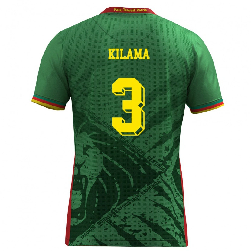 Danxen Kvinnor Kamerun Guy-Marcelin Kilama #3 Grön Gul Röd Hemmatröja Matchtröjor 26-28 Tröjor T-Tröja