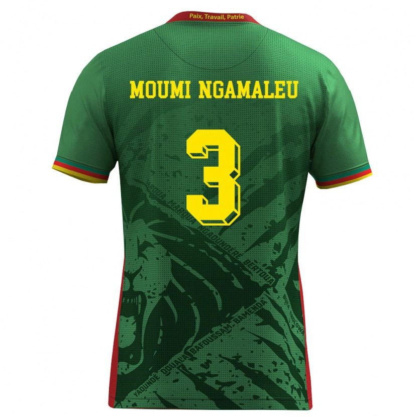 Danxen Kvinnor Kamerun Nicolas Moumi Ngamaleu #3 Grön Gul Röd Hemmatröja Matchtröjor 26-28 Tröjor T-Tröja