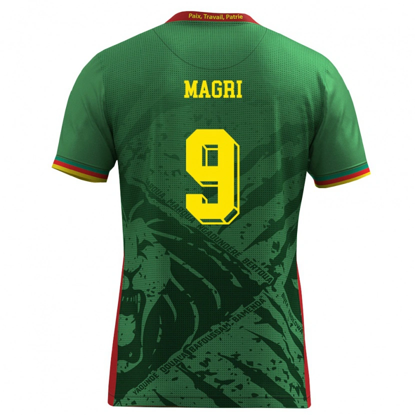 Danxen Kvinnor Kamerun Frank Magri #9 Grön Gul Röd Hemmatröja Matchtröjor 26-28 Tröjor T-Tröja