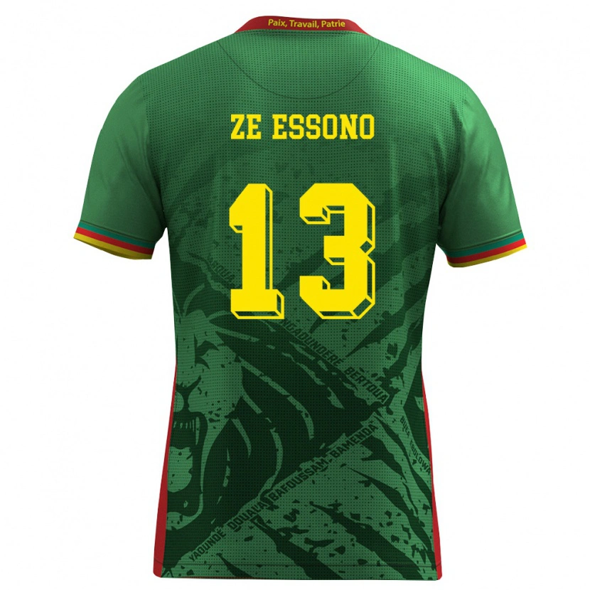 Danxen Kvinnor Kamerun Severin Ze Essono #13 Grön Gul Röd Hemmatröja Matchtröjor 26-28 Tröjor T-Tröja