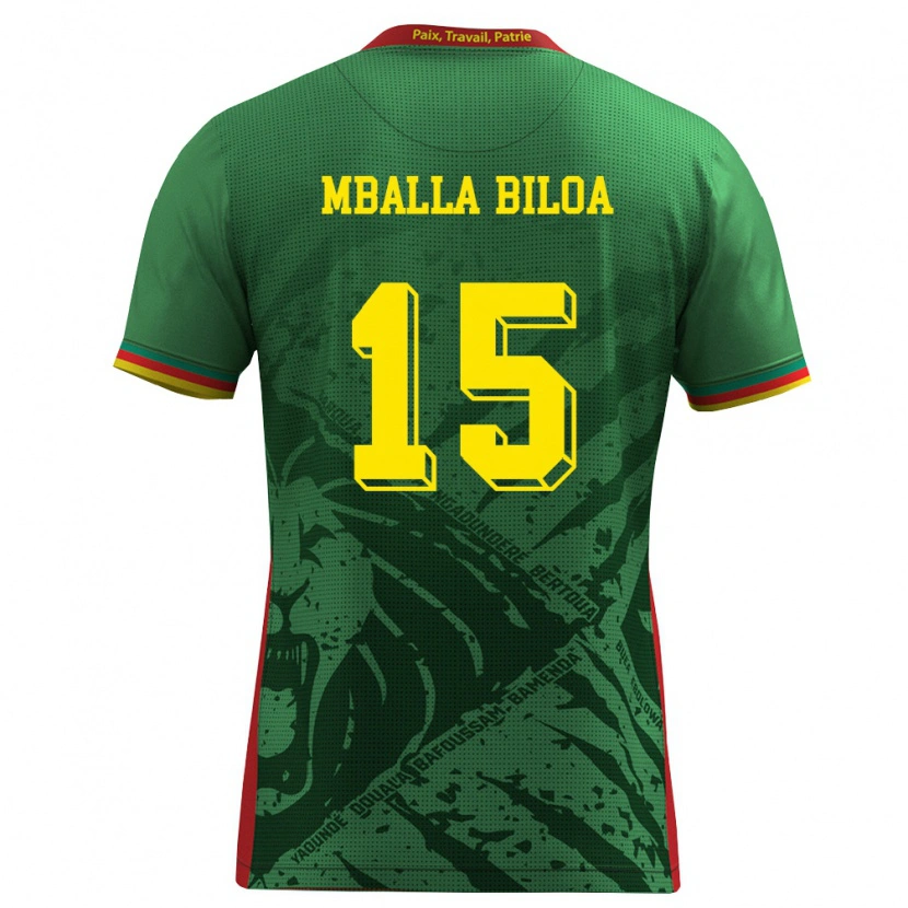 Danxen Kvinnor Kamerun Jules Victor Mballa Biloa #15 Grön Gul Röd Hemmatröja Matchtröjor 26-28 Tröjor T-Tröja