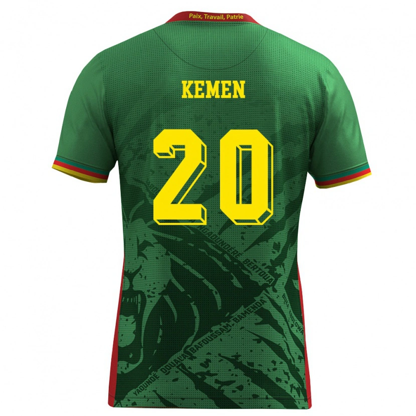 Danxen Kvinnor Kamerun Olivier Kemen #20 Grön Gul Röd Hemmatröja Matchtröjor 26-28 Tröjor T-Tröja