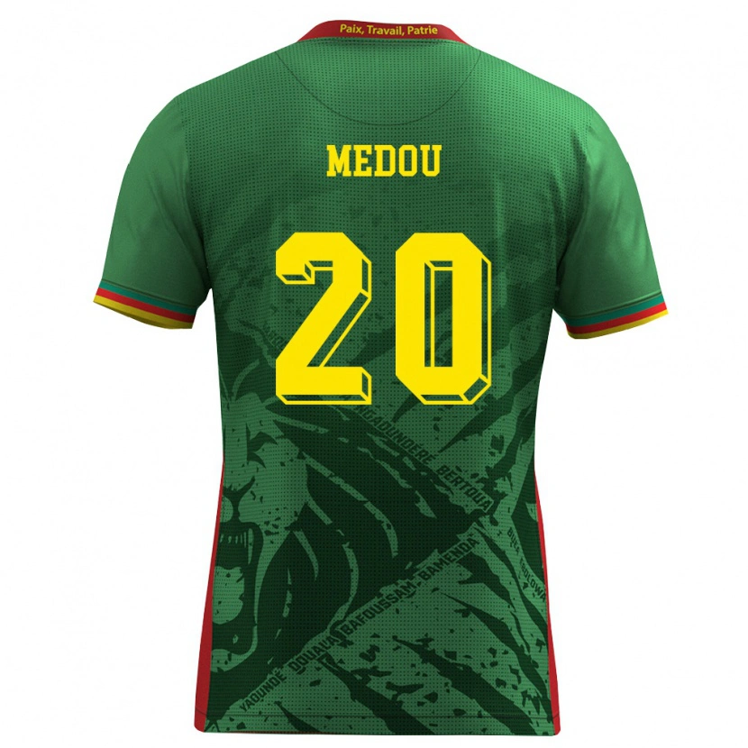 Danxen Kvinnor Kamerun Marc Medou #20 Grön Gul Röd Hemmatröja Matchtröjor 26-28 Tröjor T-Tröja