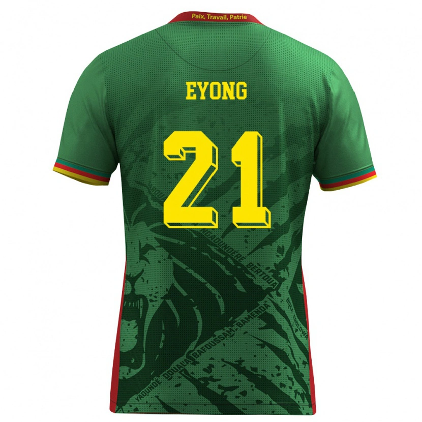 Danxen Kvinnor Kamerun Karl Etta Eyong #21 Grön Gul Röd Hemmatröja Matchtröjor 26-28 Tröjor T-Tröja