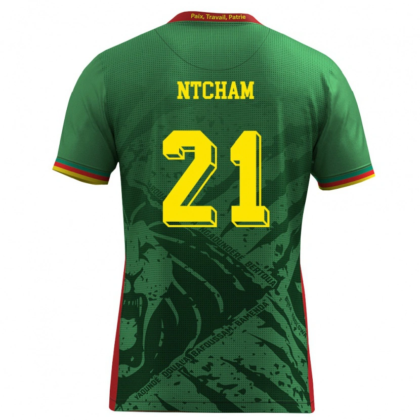 Danxen Kvinnor Kamerun Olivier Ntcham #21 Grön Gul Röd Hemmatröja Matchtröjor 26-28 Tröjor T-Tröja