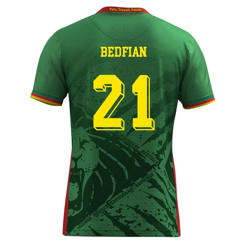 Danxen Kvinnor Kamerun Wilfried Bedfian #21 Grön Gul Röd Hemmatröja Matchtröjor 26-28 Tröjor T-Tröja