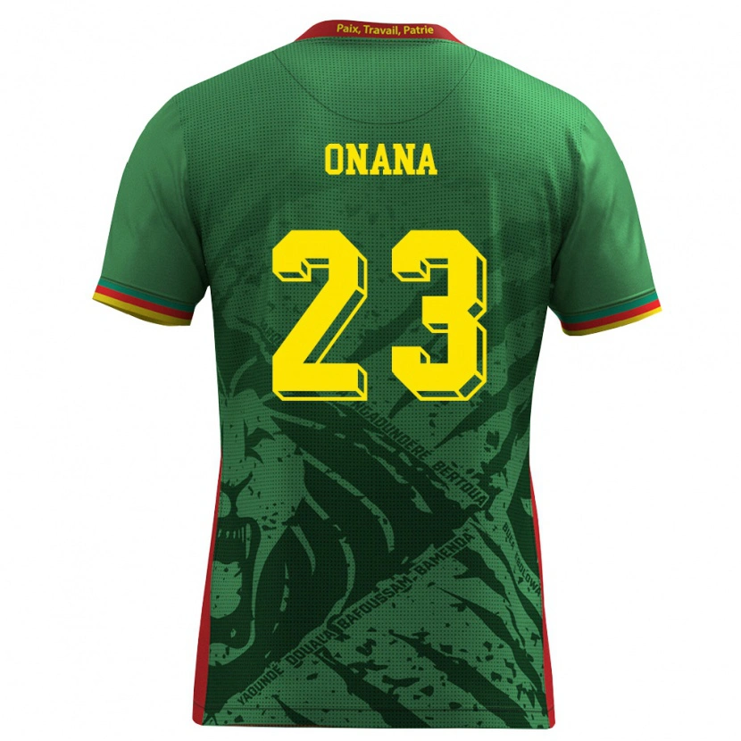 Danxen Kvinnor Kamerun Andre Onana #23 Grön Gul Röd Hemmatröja Matchtröjor 26-28 Tröjor T-Tröja