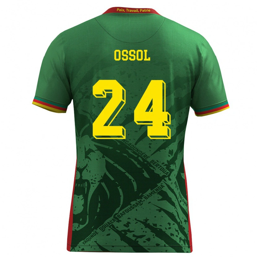 Danxen Kvinnor Kamerun Kevine Ossol #24 Grön Gul Röd Hemmatröja Matchtröjor 26-28 Tröjor T-Tröja