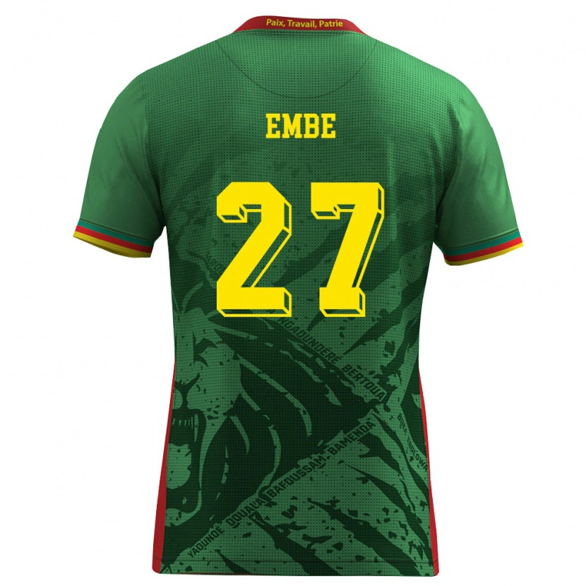 Danxen Kvinnor Kamerun Eric Embe #27 Grön Gul Röd Hemmatröja Matchtröjor 26-28 Tröjor T-Tröja