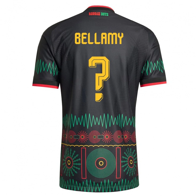 Danxen Kvinnor Jamaica Sydney Bellamy #0 Svart Röd Gul Bortatröja Matchtröjor 26-28 Tröjor T-Tröja