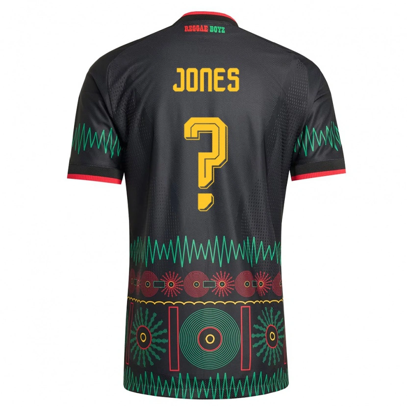 Danxen Kvinnor Jamaica Rachel Jones #0 Svart Röd Gul Bortatröja Matchtröjor 26-28 Tröjor T-Tröja