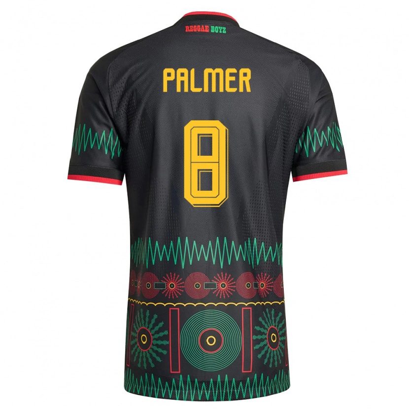 Danxen Kvinnor Jamaica Kasey Palmer #8 Svart Röd Gul Bortatröja Matchtröjor 26-28 Tröjor T-Tröja