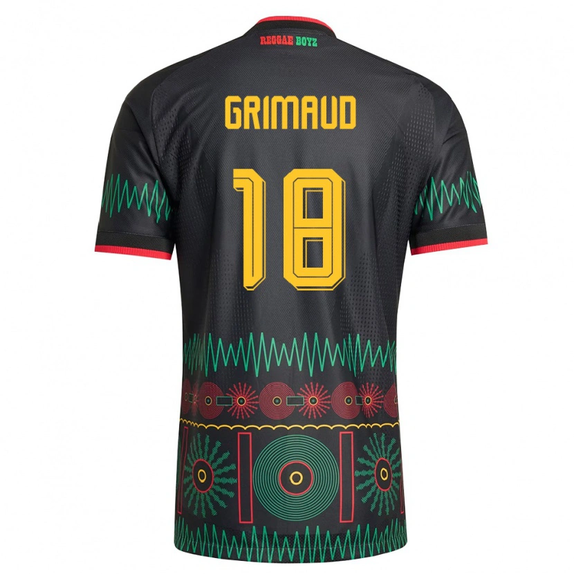 Danxen Kvinnor Jamaica Axel Grimaud #18 Svart Röd Gul Bortatröja Matchtröjor 26-28 Tröjor T-Tröja