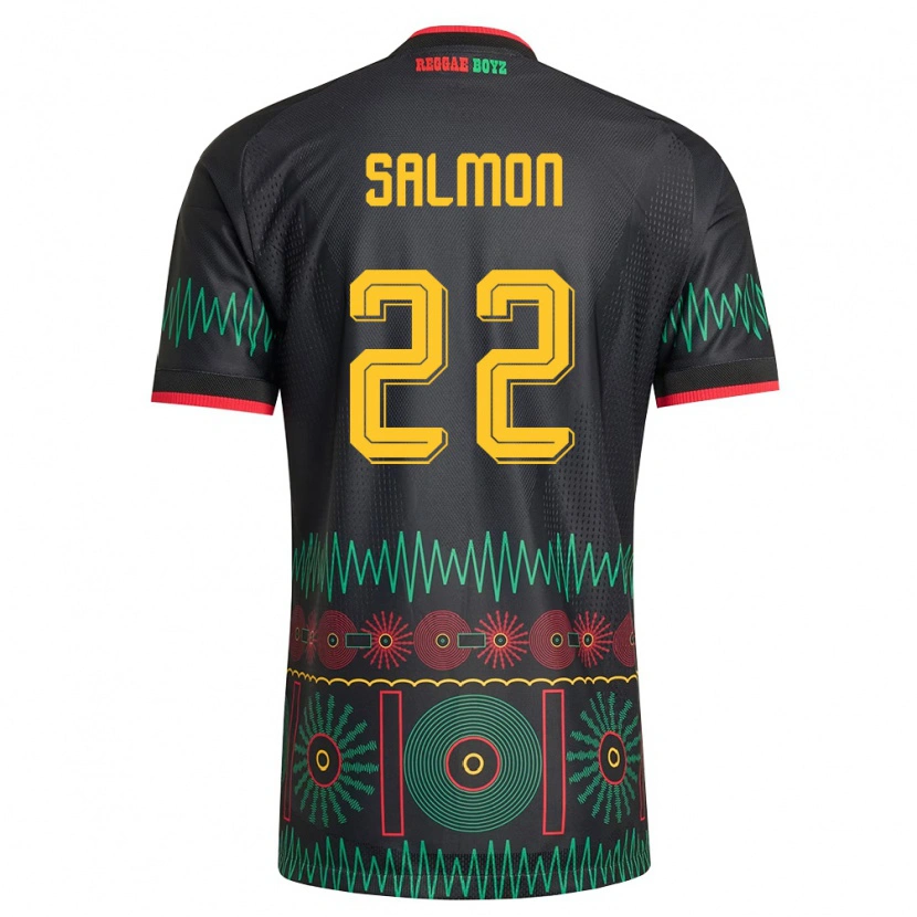 Danxen Kvinnor Jamaica Christina Salmon #22 Svart Röd Gul Bortatröja Matchtröjor 26-28 Tröjor T-Tröja