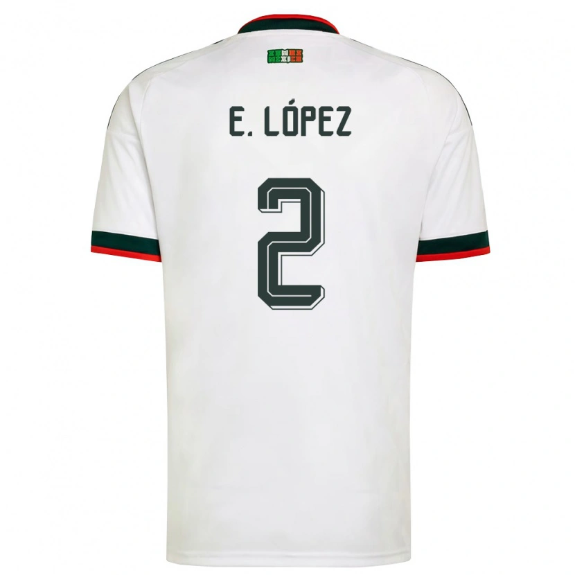 Danxen Kvinnor Mexiko Everardo López #2 Vit Burgund Grön Bortatröja Matchtröjor 26-28 Tröjor T-Tröja