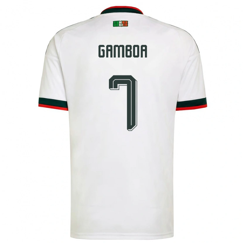 Danxen Kvinnor Mexiko Luis Gamboa #7 Vit Burgund Grön Bortatröja Matchtröjor 26-28 Tröjor T-Tröja