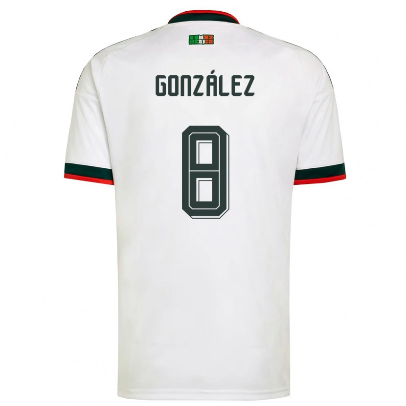Danxen Kvinnor Mexiko Ricardo González #8 Vit Burgund Grön Bortatröja Matchtröjor 26-28 Tröjor T-Tröja