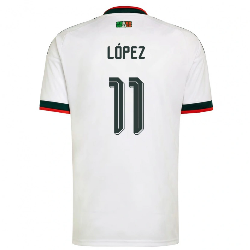 Danxen Kvinnor Mexiko Juan López #11 Vit Burgund Grön Bortatröja Matchtröjor 26-28 Tröjor T-Tröja