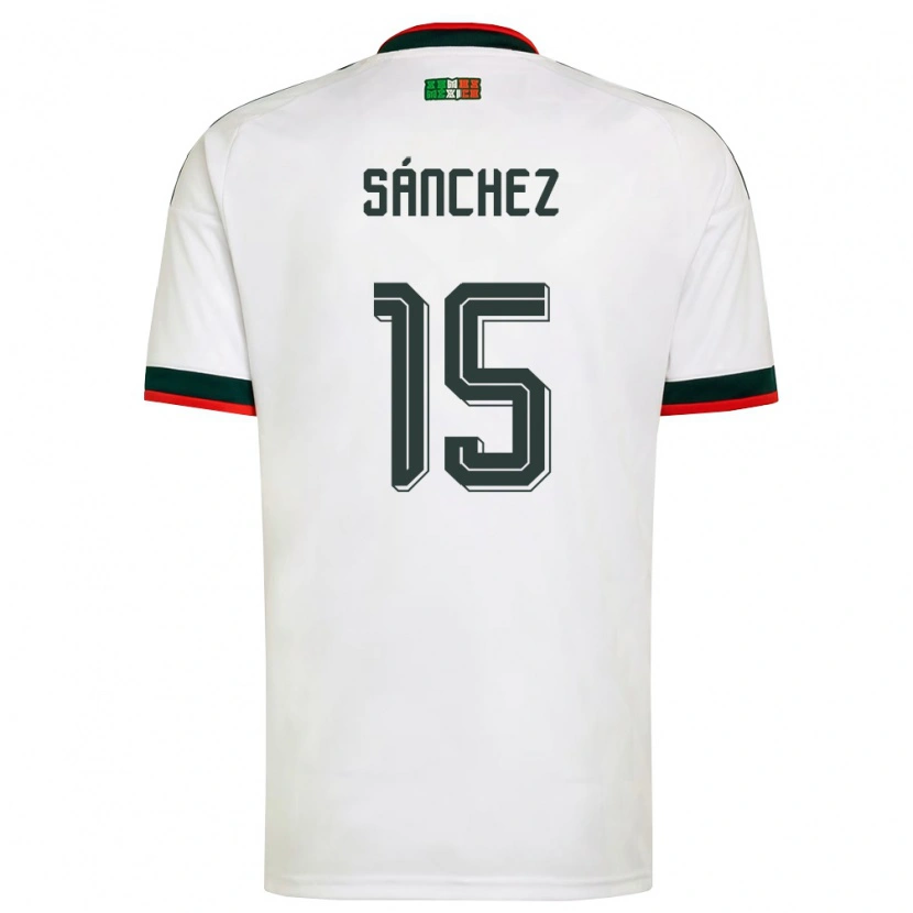 Danxen Kvinnor Mexiko Eliud Sánchez #15 Vit Burgund Grön Bortatröja Matchtröjor 26-28 Tröjor T-Tröja