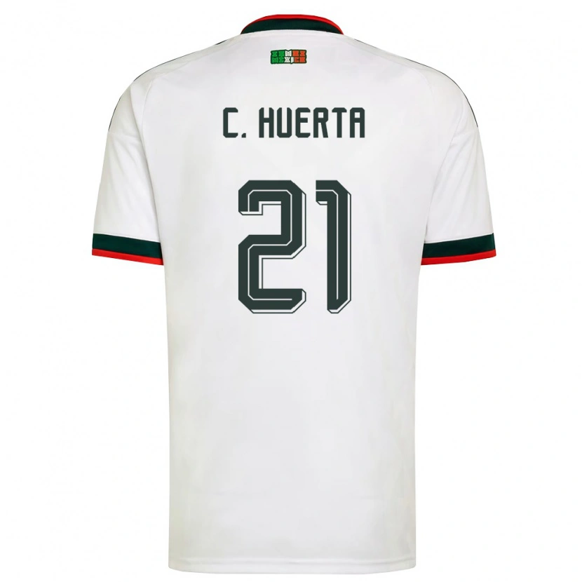 Danxen Kvinnor Mexiko César Huerta #21 Vit Burgund Grön Bortatröja Matchtröjor 26-28 Tröjor T-Tröja