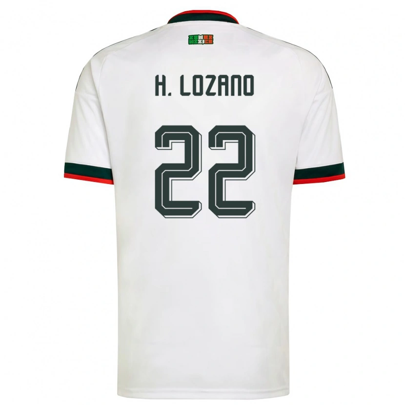 Danxen Kvinnor Mexiko Hirving Lozano #22 Vit Burgund Grön Bortatröja Matchtröjor 26-28 Tröjor T-Tröja