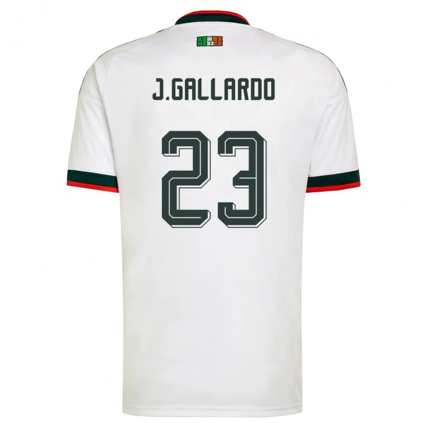 Danxen Kvinnor Mexiko Jesús Gallardo #23 Vit Burgund Grön Bortatröja Matchtröjor 26-28 Tröjor T-Tröja
