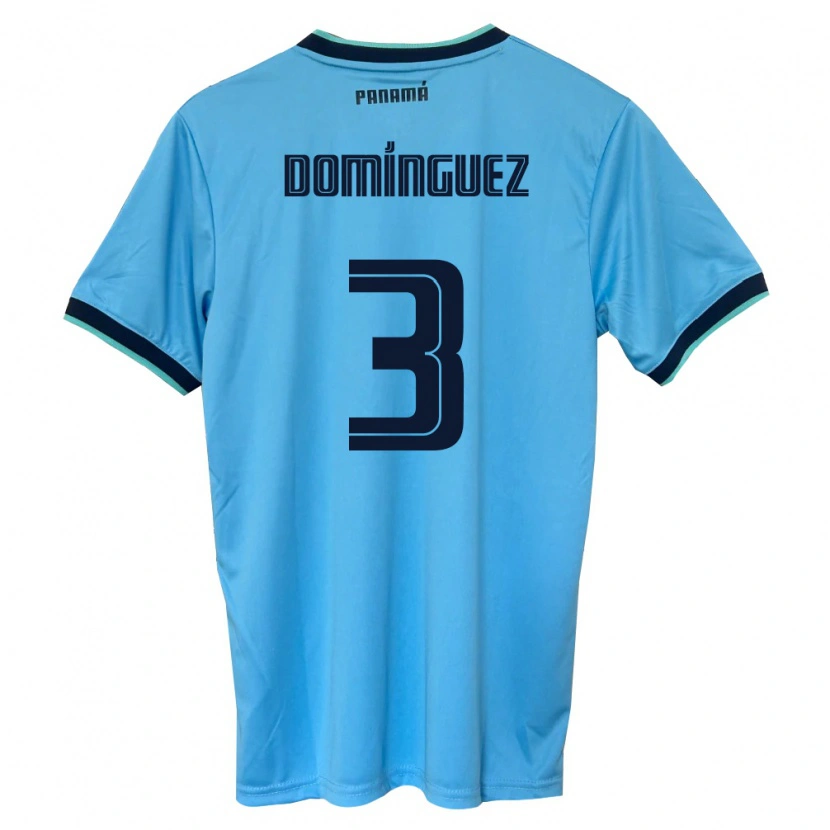 Danxen Kvinnor Panama Stephen Domínguez #3 Himmelblå Svart Bortatröja Matchtröjor 26-28 Tröjor T-Tröja