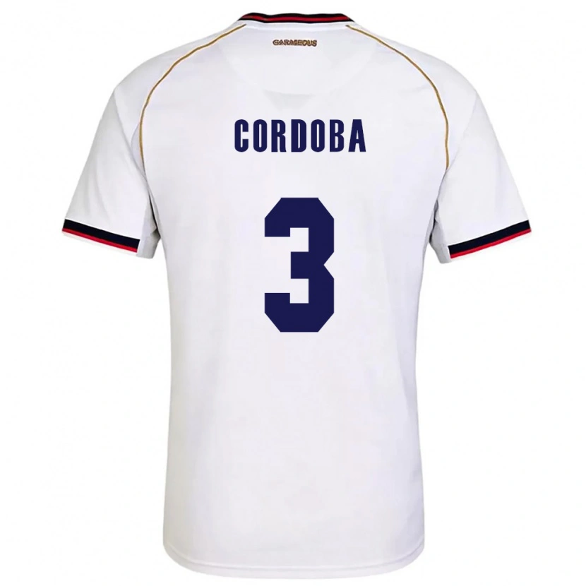 Danxen Kvinnor Panama José Córdoba #3 Vit Röd Bortatröja Matchtröjor 26-28 Tröjor T-Tröja