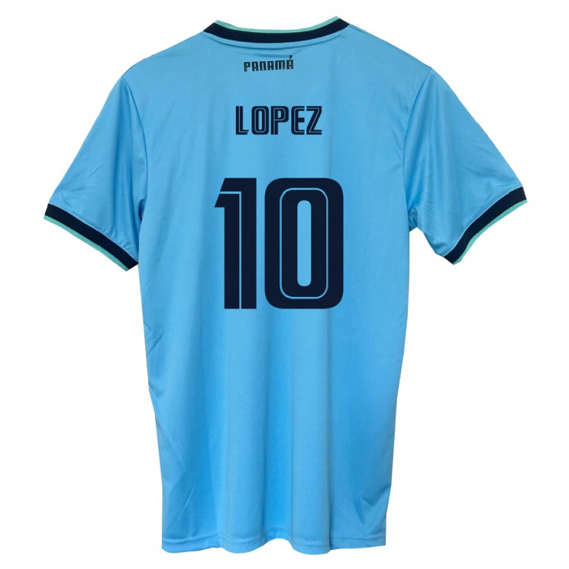 Danxen Kvinnor Panama Ovidio Lopez #10 Himmelblå Svart Bortatröja Matchtröjor 26-28 Tröjor T-Tröja