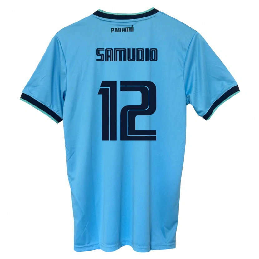 Danxen Kvinnor Panama César Samudio #12 Himmelblå Svart Bortatröja Matchtröjor 26-28 Tröjor T-Tröja