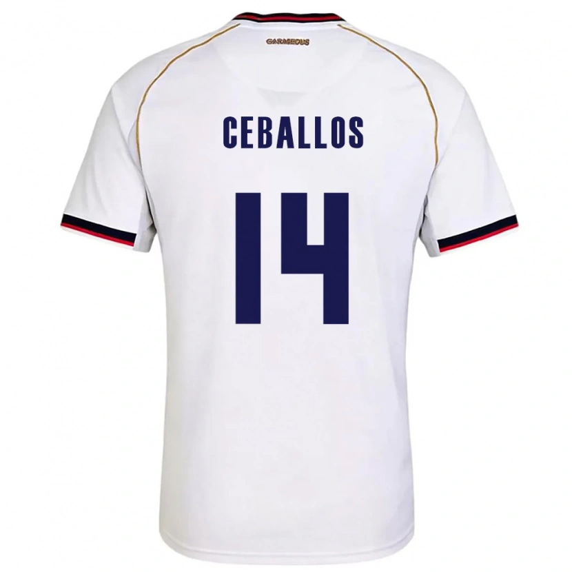Danxen Kvinnor Panama Lucio Ceballos #14 Vit Röd Bortatröja Matchtröjor 26-28 Tröjor T-Tröja