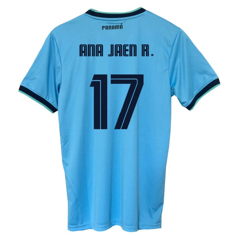 Danxen Kvinnor Panama Ana Jaén Rodríguez #17 Himmelblå Svart Bortatröja Matchtröjor 26-28 Tröjor T-Tröja