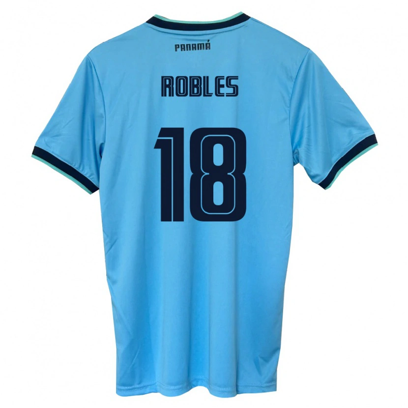 Danxen Kvinnor Panama Jordan Robles #18 Himmelblå Svart Bortatröja Matchtröjor 26-28 Tröjor T-Tröja