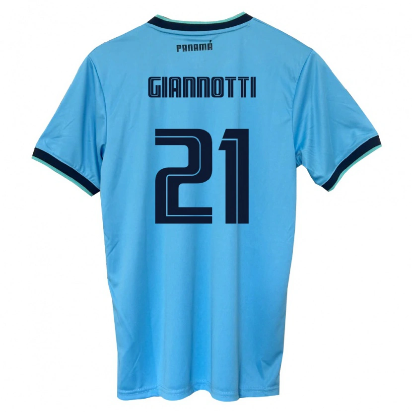 Danxen Kvinnor Panama Daniel Giannotti #21 Himmelblå Svart Bortatröja Matchtröjor 26-28 Tröjor T-Tröja