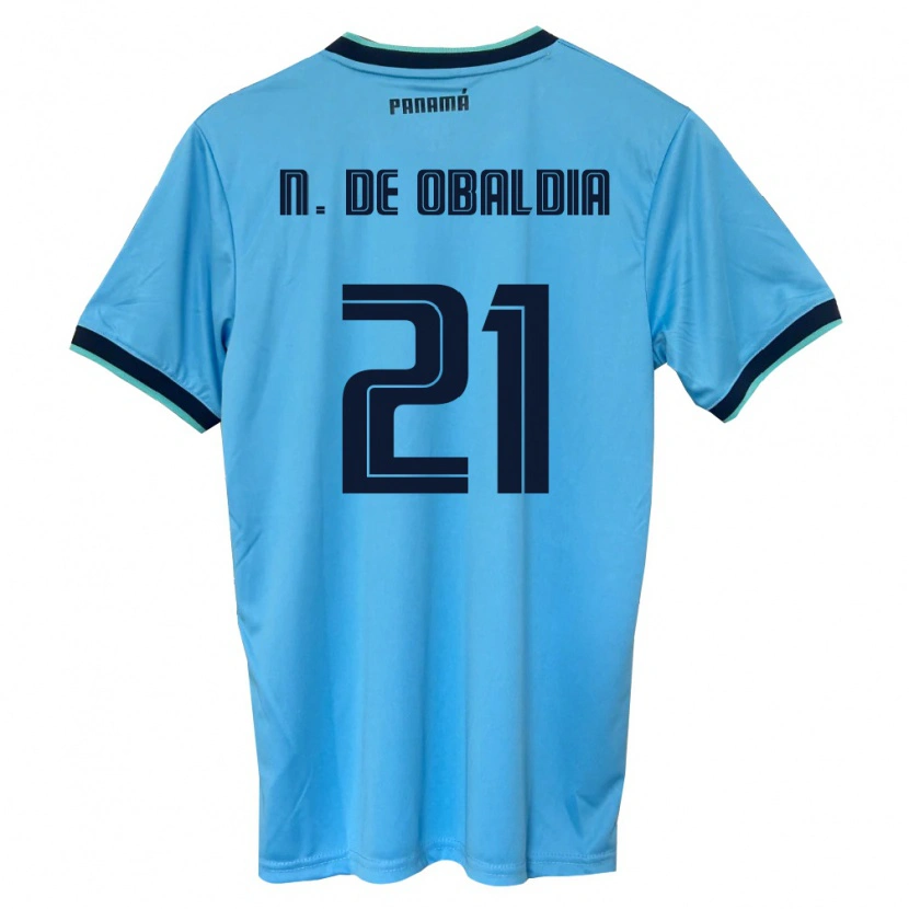 Danxen Kvinnor Panama Nicole De Obaldía #21 Himmelblå Svart Bortatröja Matchtröjor 26-28 Tröjor T-Tröja