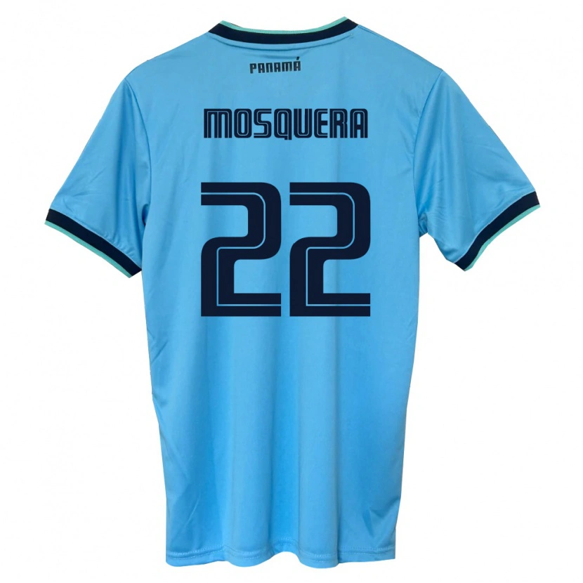 Danxen Kvinnor Panama Orlando Mosquera #22 Himmelblå Svart Bortatröja Matchtröjor 26-28 Tröjor T-Tröja
