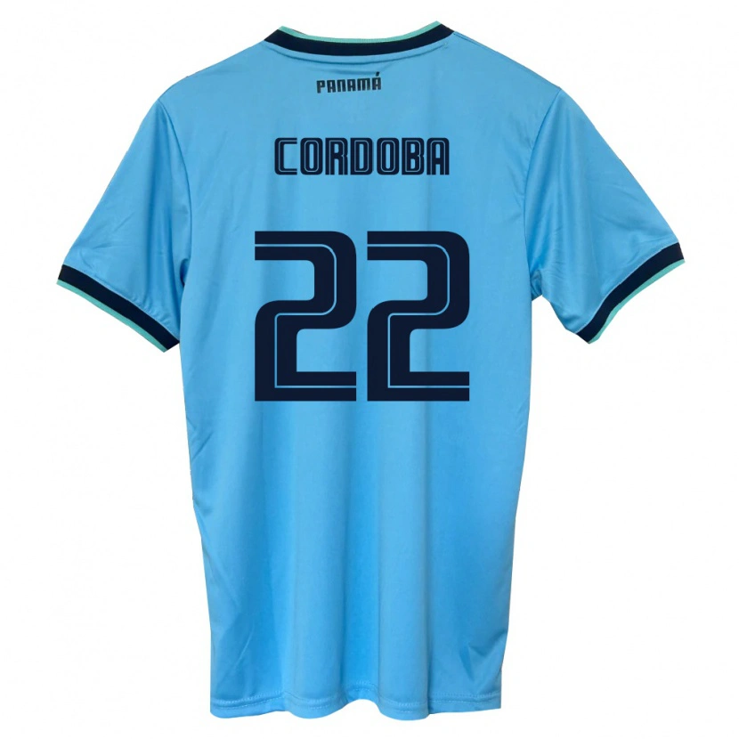 Danxen Kvinnor Panama Farissa Córdoba #22 Himmelblå Svart Bortatröja Matchtröjor 26-28 Tröjor T-Tröja