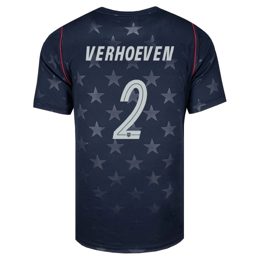 Danxen Kvinnor Usa Oscar Verhoeven #2 Svart Vit Röd Bortatröja Matchtröjor 26-28 Tröjor T-Tröja