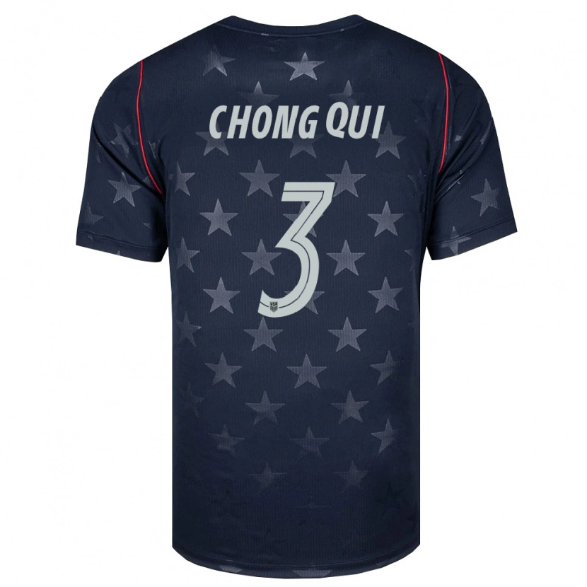 Danxen Kvinnor Usa Dominik Chong Qui #3 Svart Vit Röd Bortatröja Matchtröjor 26-28 Tröjor T-Tröja