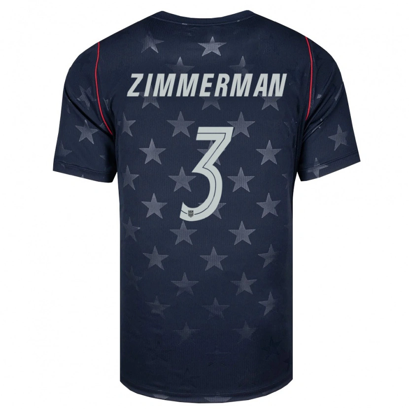 Danxen Kvinnor Usa Walker Zimmerman #3 Svart Vit Röd Bortatröja Matchtröjor 26-28 Tröjor T-Tröja